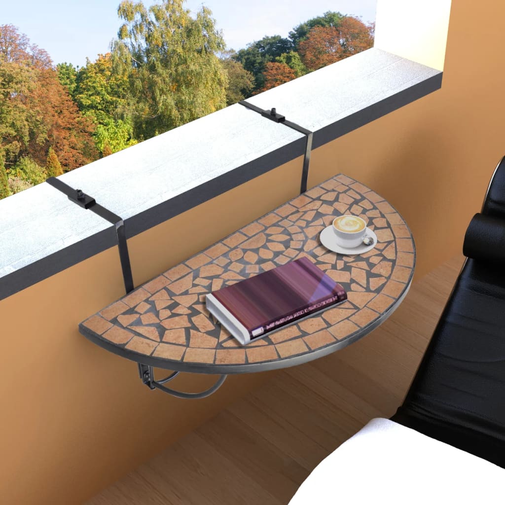Závěsný Stolek Na Balkon Černý A Bílý Mozaika