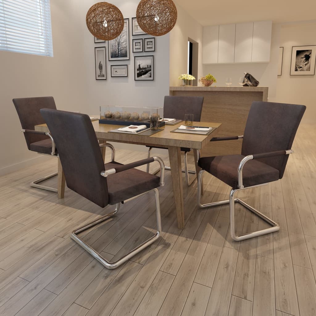 Konzolové Jídelní Židle 2 Ks Hnědé Syntetická Kůže