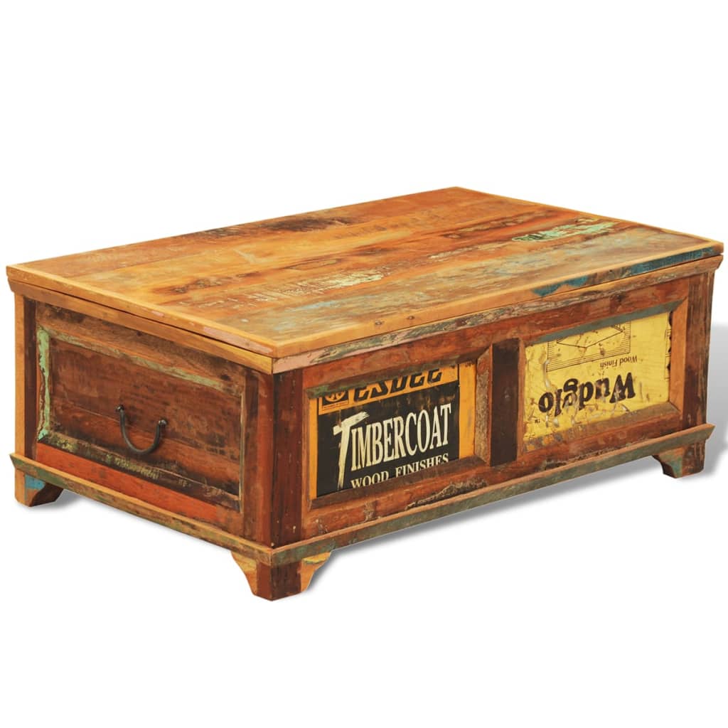 Konferenční Stolek Úložný Prostor Vintage Recyklované Dřevo