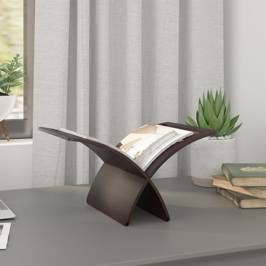 Dřevěný Stojan Na Časopisy Volně Stojící Hnědý