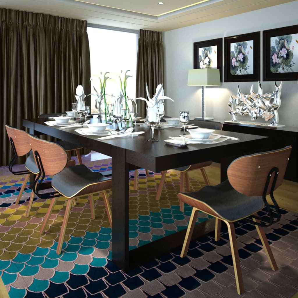 Jídelní Židle 6 Ks Ohýbané Dřevo A Umělá Kůže