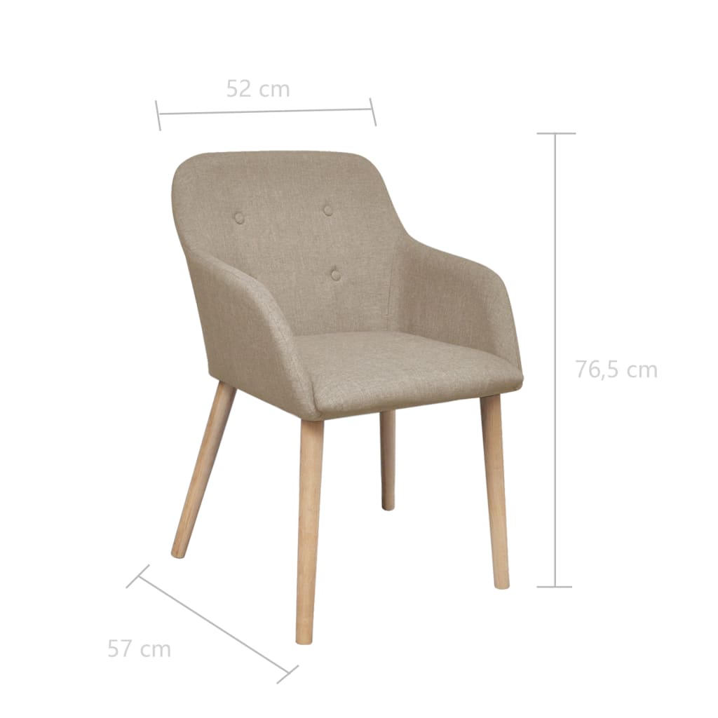 Jídelní Židle 4 Ks Béžové Textil A Masivní Dubové Dřevo