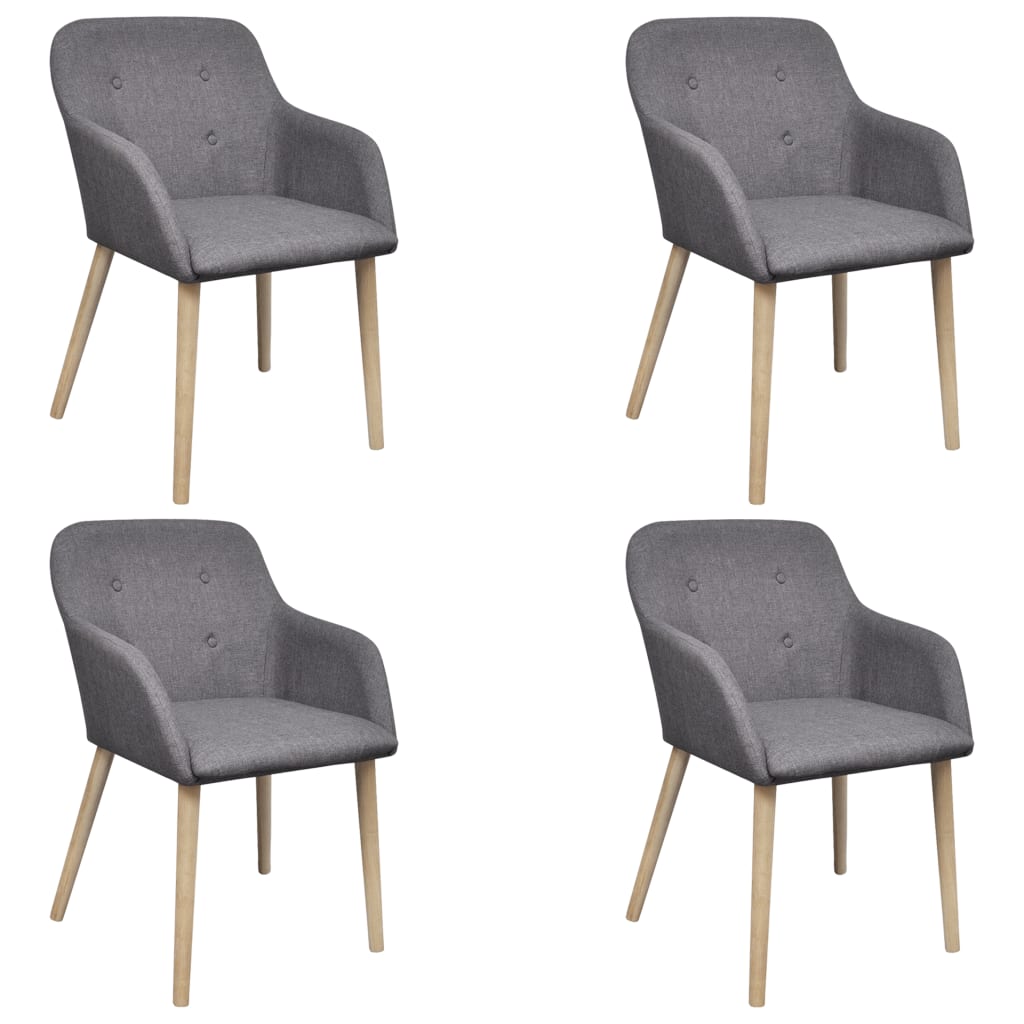 Jídelní Židle 4 Ks Béžové Textil A Masivní Dubové Dřevo