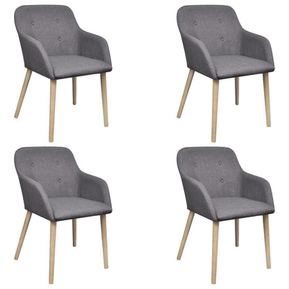 Jídelní Židle 4 Ks Béžové Textil A Masivní Dubové Dřevo