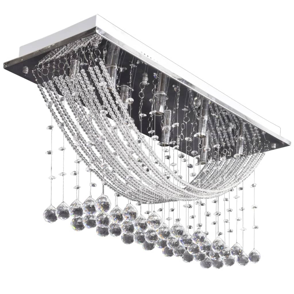 Bílé Stropní Svítidlo S Křišťálovými Ověsky, Pro 8 Žárovek G9, 29 Cm