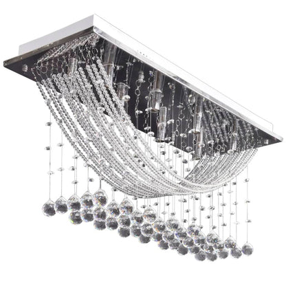Bílé Stropní Svítidlo S Křišťálovými Ověsky, Pro 8 Žárovek G9, 29 Cm