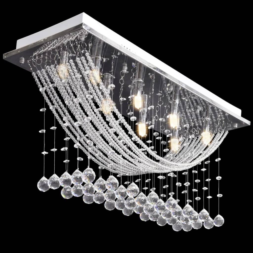 Bílé Stropní Svítidlo S Křišťálovými Ověsky, Pro 8 Žárovek G9, 29 Cm