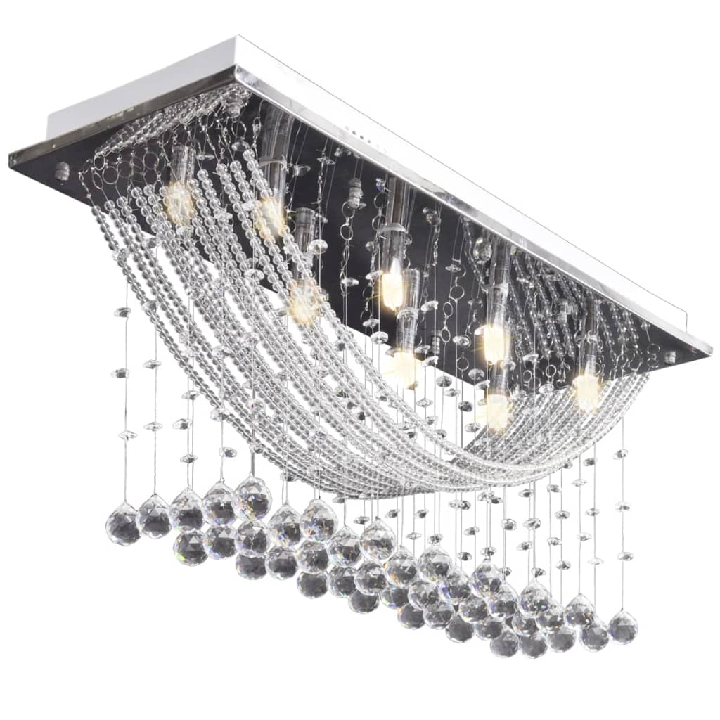 Bílé Stropní Svítidlo S Křišťálovými Ověsky, Pro 8 Žárovek G9, 29 Cm