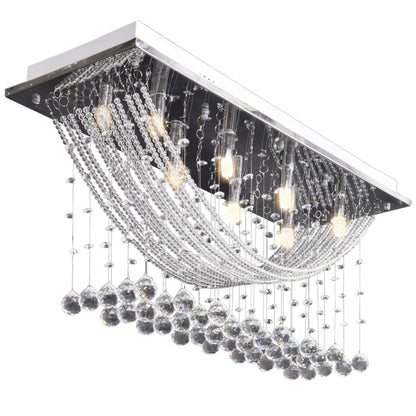 Bílé Stropní Svítidlo S Křišťálovými Ověsky, Pro 8 Žárovek G9, 29 Cm