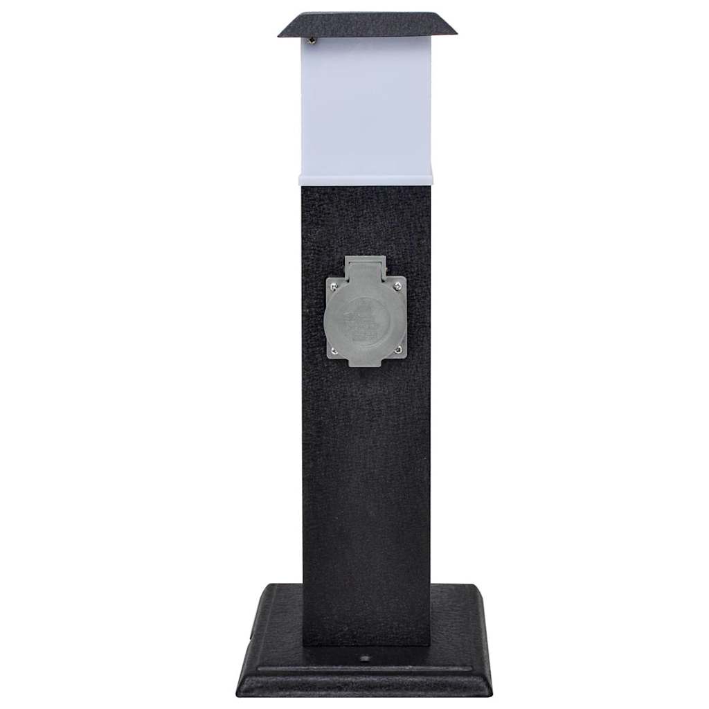 Černý Zahradní Sloupek S Objímkou A Lampou