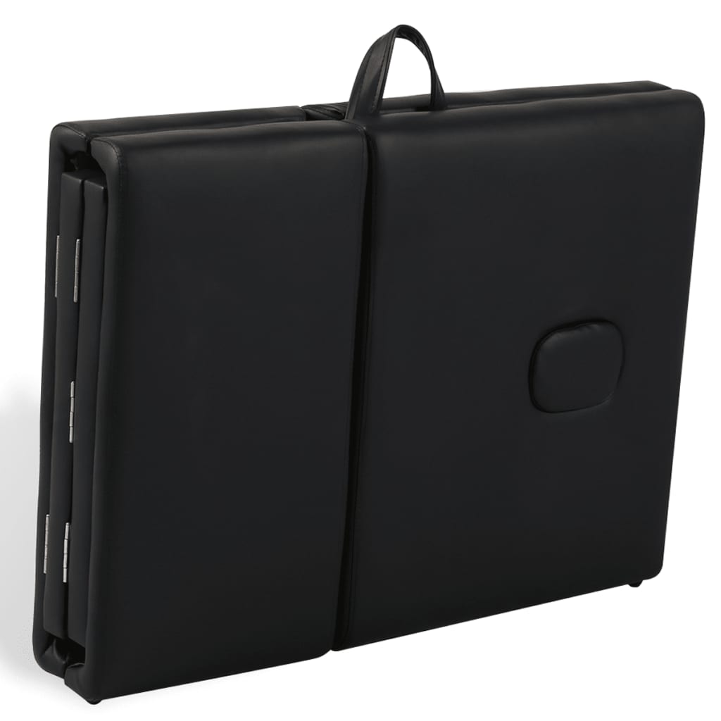 Černý Skládací Masážní Stůl Se 4 Zónami A Dřevěným Rámem