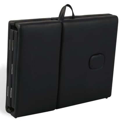 Černý Skládací Masážní Stůl Se 4 Zónami A Dřevěným Rámem