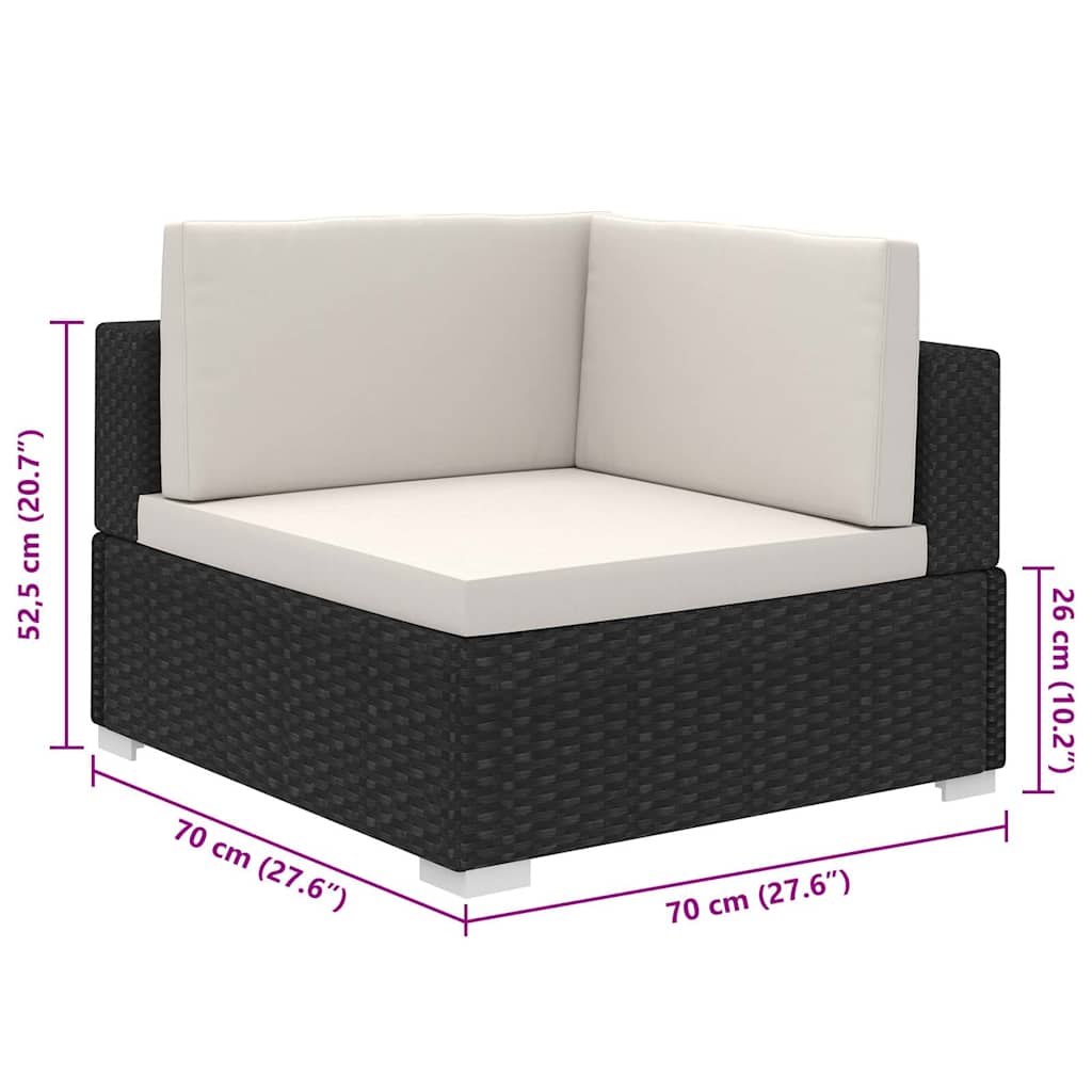 8Dílná Zahradní Sedací Souprava S Poduškami Polyratan Černá