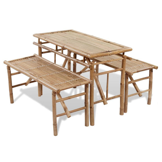 Pivní Set Stůl Se 2 Lavicemi 100 Cm Bambusový