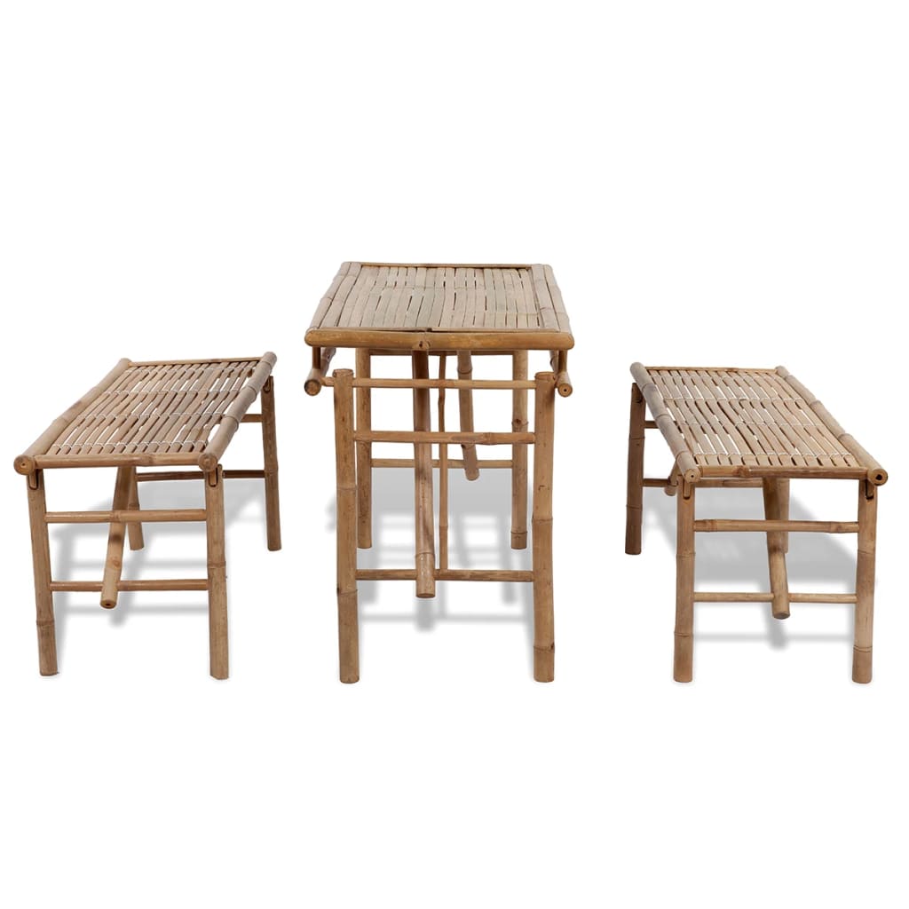 Pivní Set Stůl Se 2 Lavicemi 100 Cm Bambusový
