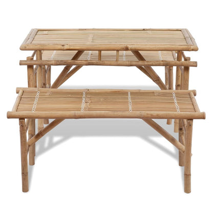 Pivní Set Stůl Se 2 Lavicemi 100 Cm Bambusový