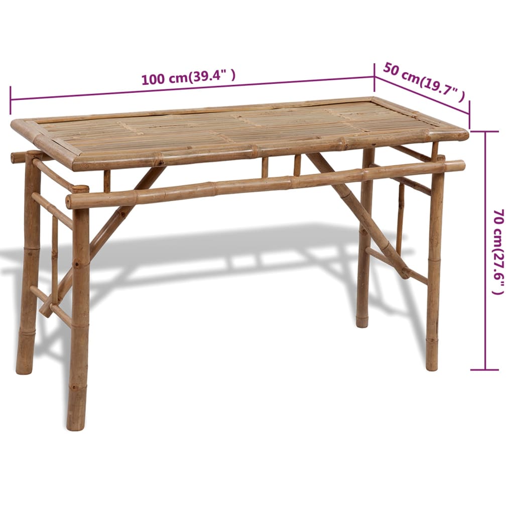 Pivní Set Stůl Se 2 Lavicemi 100 Cm Bambusový