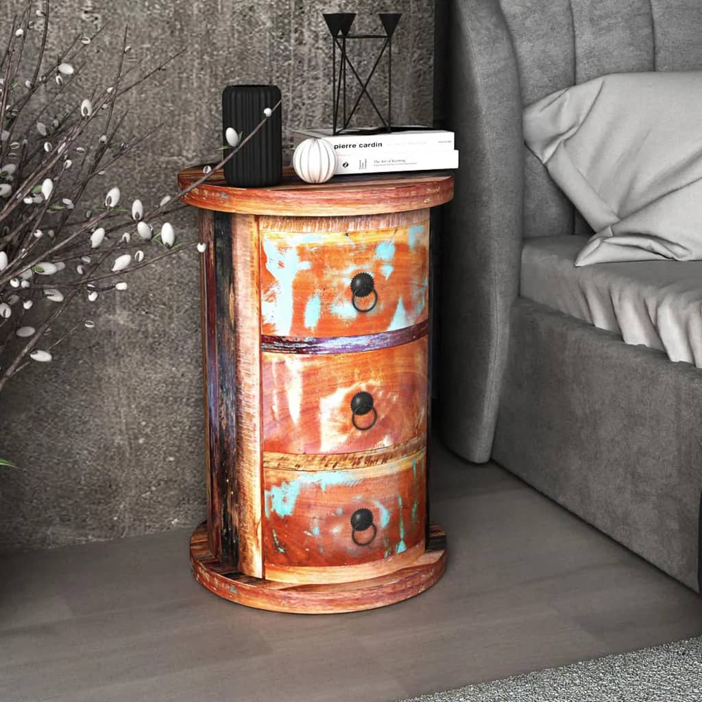 Komoda Se 3 Zásuvkami Masivní Recyklované Dřevo