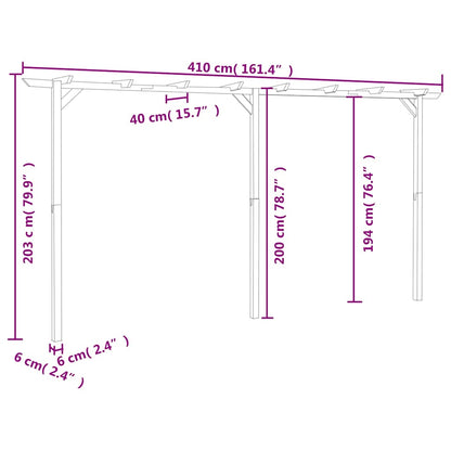 Zahradní Pergola 410 X 40 X 203 Cm Dřevo
