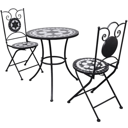 3Dílný Mozaikový Bistro Set Keramický Terakotovo-Bílý