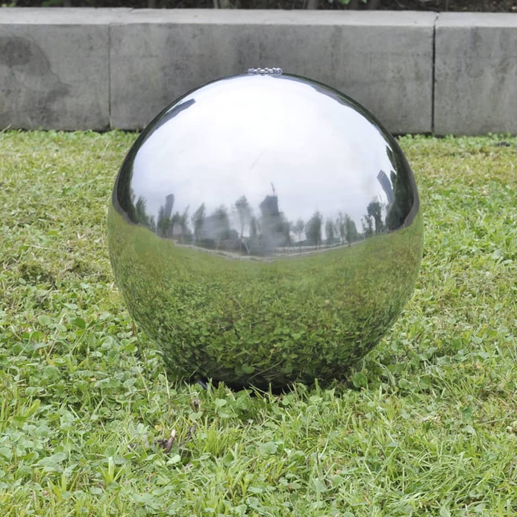 Zahradní fontána koule s LED nerezová ocel 40 cm