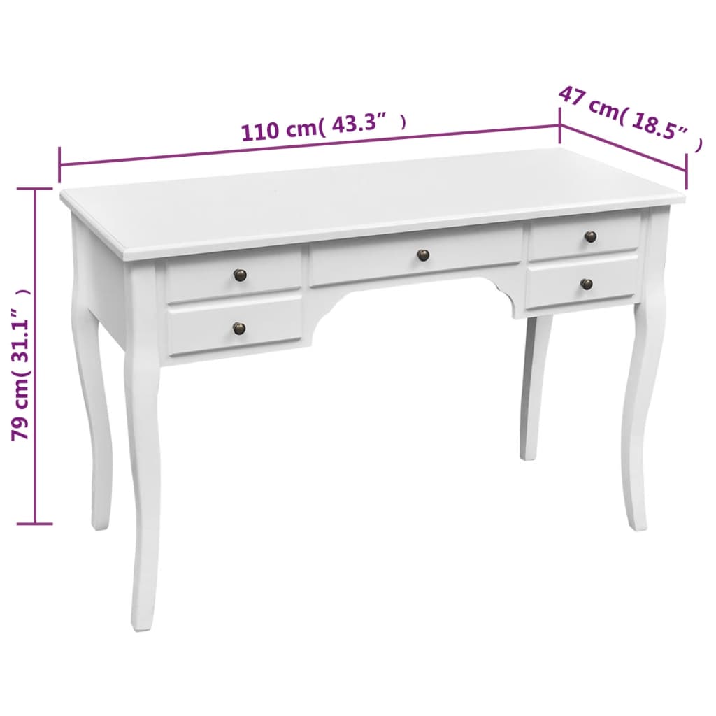 Psací Stůl Ve Francouzském Stylu Se Prohnutými Nohami A 5 Zásuvkami