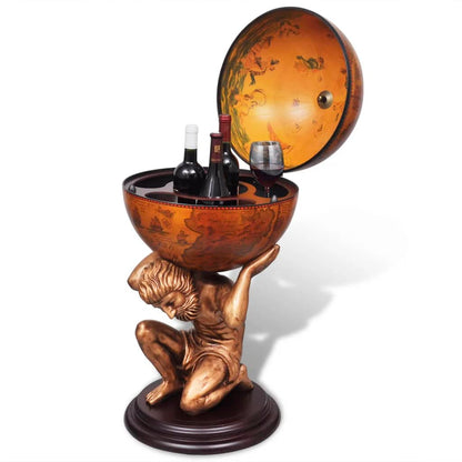 Glóbusový Bar Stojan Na Víno Design Atlas 42 X 42 X 85 Cm Dub A Bílá