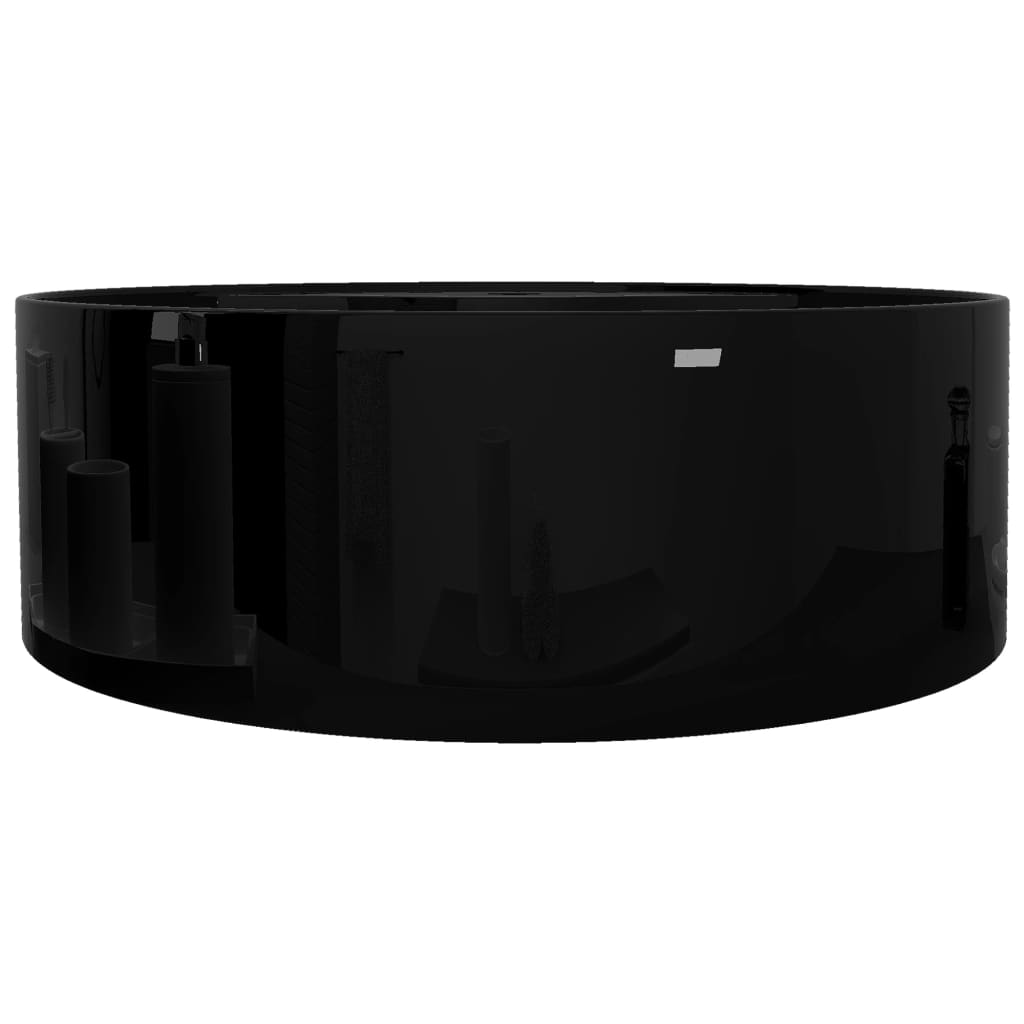 Keramické Umyvadlo S Otvorem Na Baterii A Přepadem, Černé Kulaté