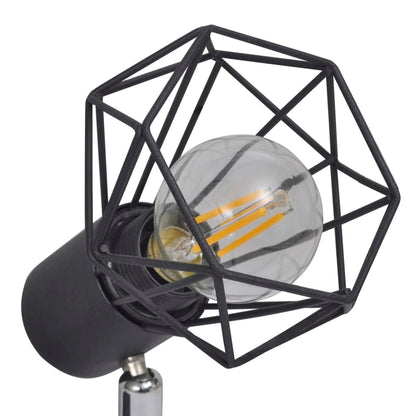 Černé Industriální Drátěné Stínidlo Se 2 Bodovými Led Žárovkami