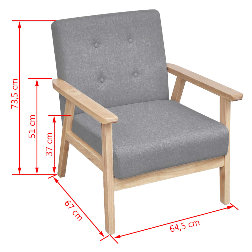 Křeslo Světle Šedé Textil