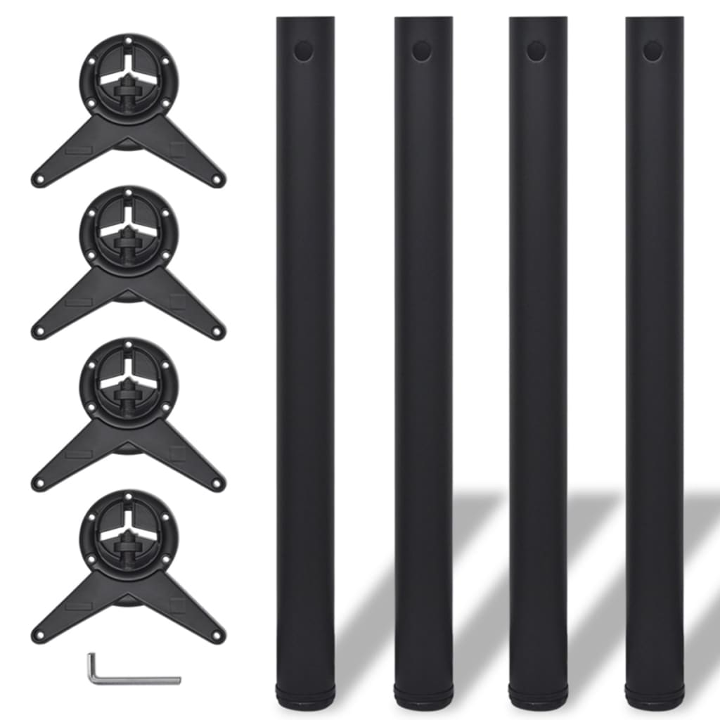 4 Stolové Nohy S Nastavitelnou Výškou Černé, Černá