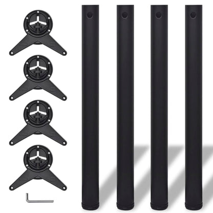 4 Stolové Nohy S Nastavitelnou Výškou Černé, Černá