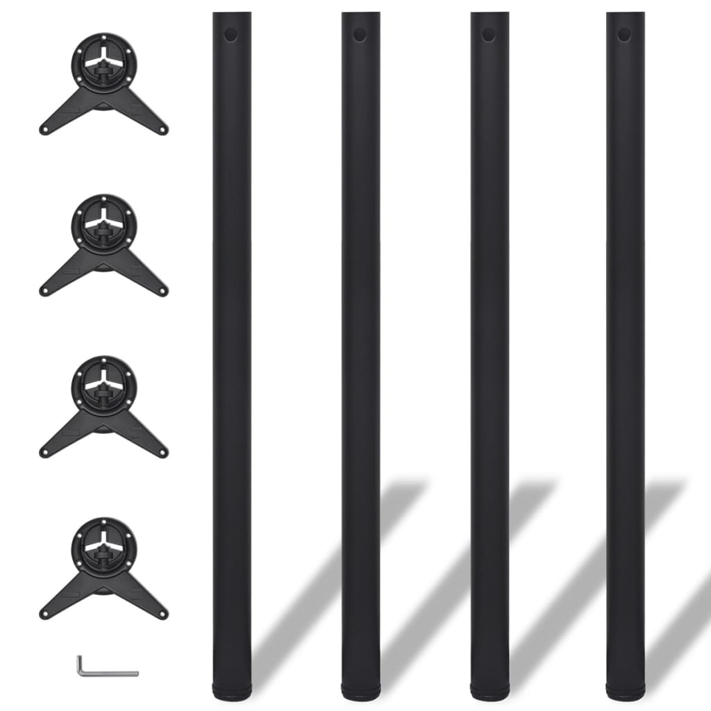 4 Stolové Nohy S Nastavitelnou Výškou Černé, Černá