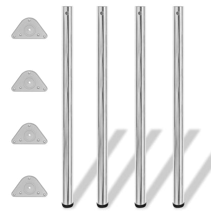 4 Stolové Nohy S Nastavitelnou Výškou Ované, Chrom