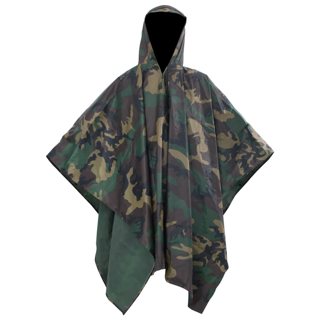 130867 Waterproof Army Rain Poncho For Camping/Hiking Camouflage