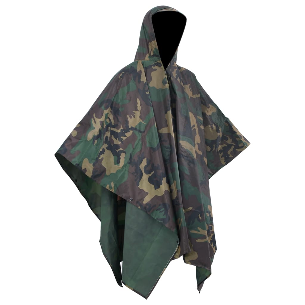 130867 Waterproof Army Rain Poncho For Camping/Hiking Camouflage