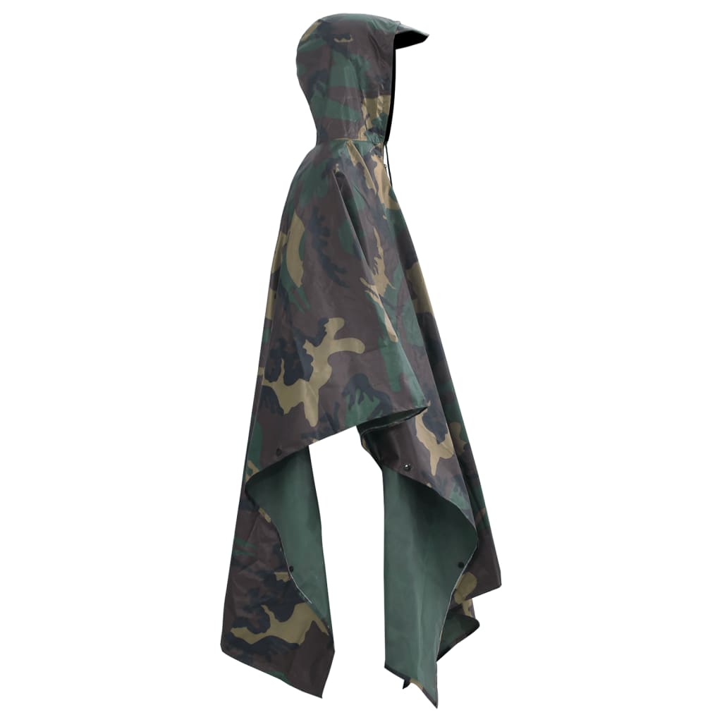 130867 Waterproof Army Rain Poncho For Camping/Hiking Camouflage