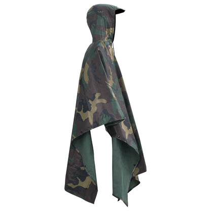 130867 Waterproof Army Rain Poncho For Camping/Hiking Camouflage