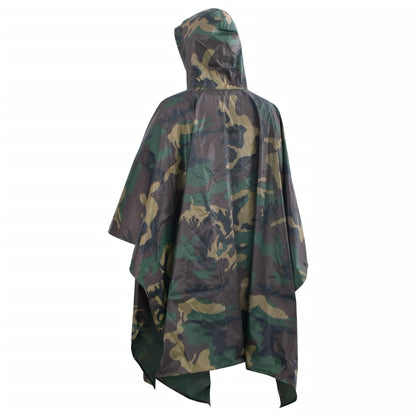 130867 Waterproof Army Rain Poncho For Camping/Hiking Camouflage