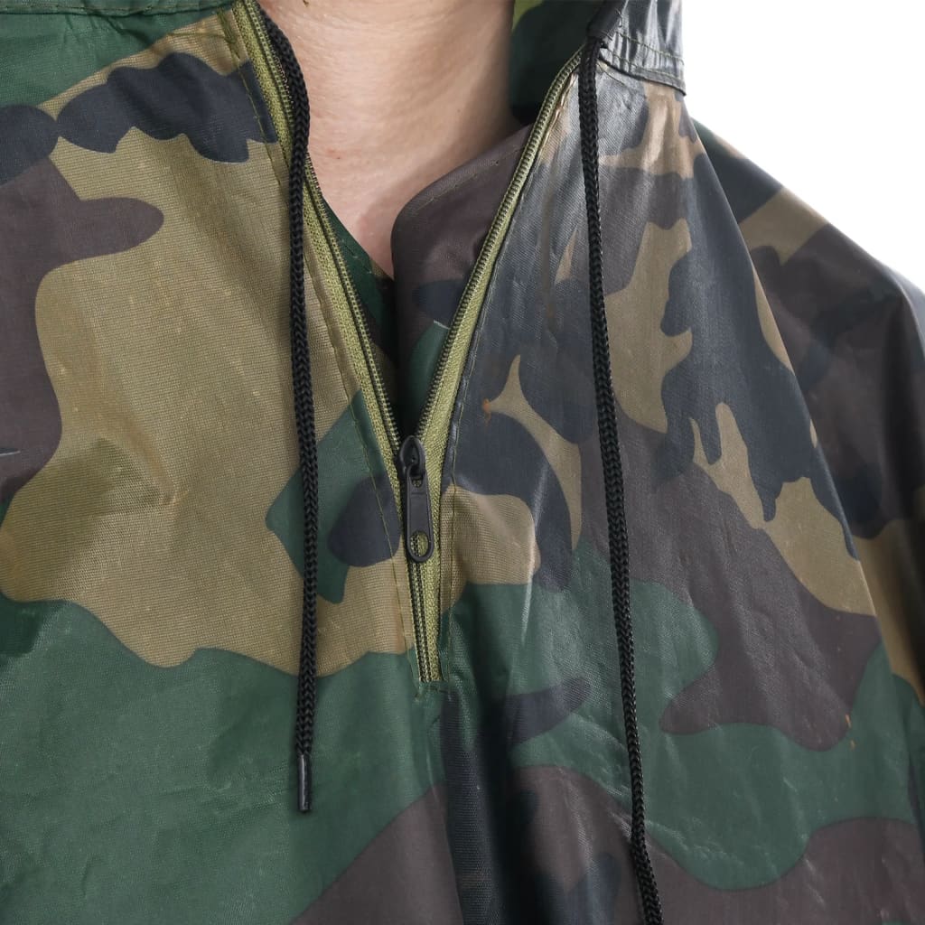 130867 Waterproof Army Rain Poncho For Camping/Hiking Camouflage