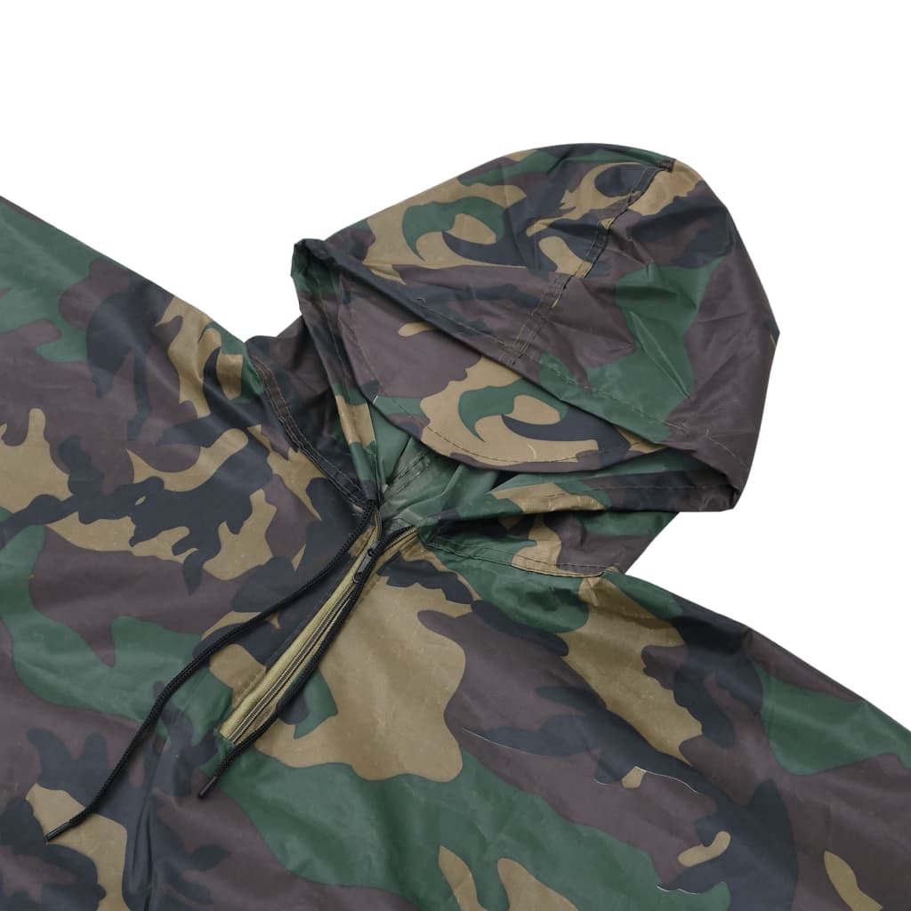 130867 Waterproof Army Rain Poncho For Camping/Hiking Camouflage