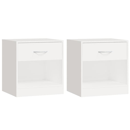 Noční Stolky 2 Ks Se 2 Zásuvkou Bílé