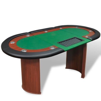Pokerový Stůl Pro 10 Hráčů, Zóna Pro Dealera + Držák Na Žetony, Modrý