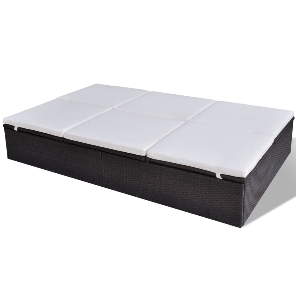 Dvojité Zahradní Lehátko S Poduškou Polyratan Hnědé