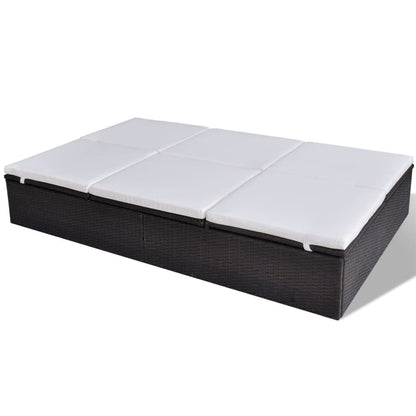 Dvojité Zahradní Lehátko S Poduškou Polyratan Hnědé