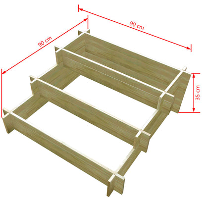 3Stupňový Truhlík 90 X 90 X 35 Cm Impregnované Dřevo Antracitová