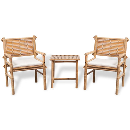 3Dílný Bistro Set S Poduškami Bambusový