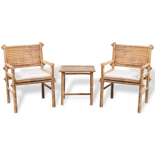 3Dílný Bistro Set S Poduškami Bambusový