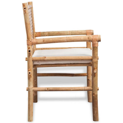 3Dílný Bistro Set S Poduškami Bambusový