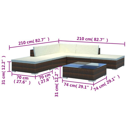 6Dílná Zahradní Sedací Souprava S Poduškami Polyratan
